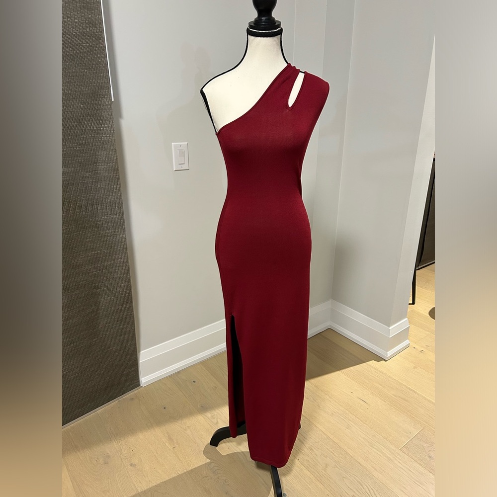 Revolve Torn by Ronny Kobo women’s size small one shoulder maxi dress with slit